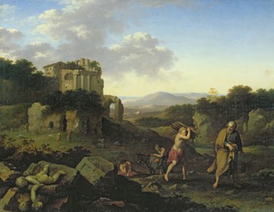 Landscape with Abraham and Isaac by Cornelis van Poelenburgh or Poelenburch